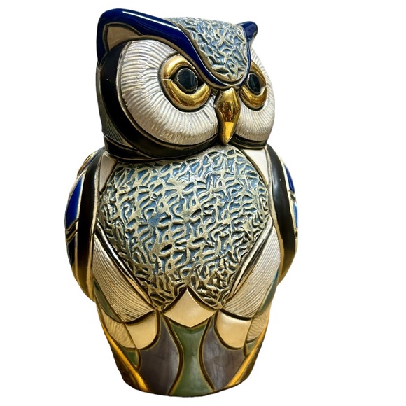 De Rosa Rinconada Blue owl figurine, collectible ornament, artisan art sculpture - Picture 3 of 12
